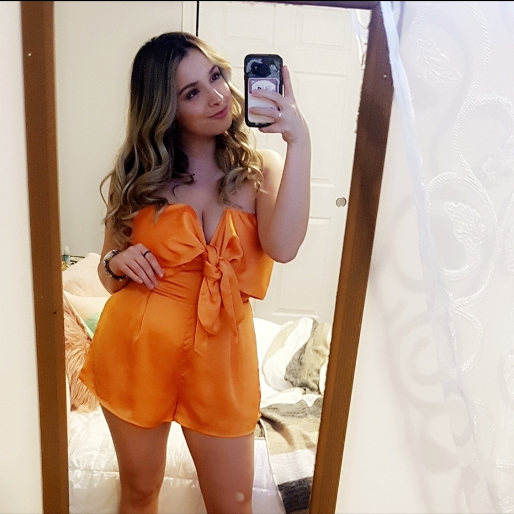 Orange short romper